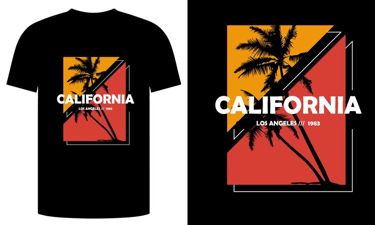 Tipografía de Vector California los angeles para ropa de diseño camiseta impresión gráfica con palmera