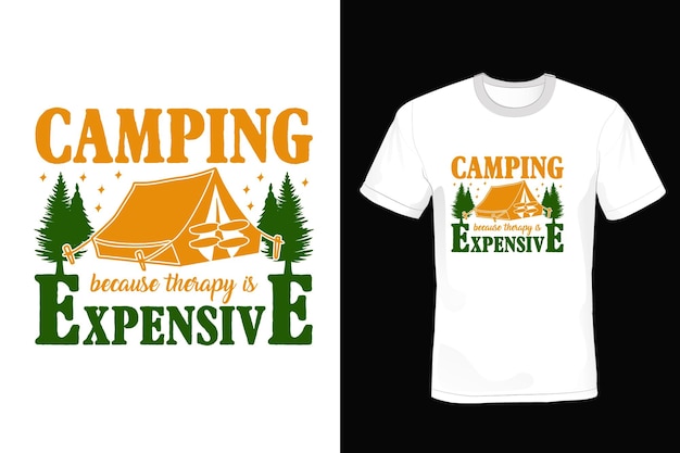 Tipografía vintage de diseño de camiseta de camping