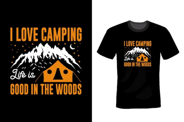 Tipografía vintage de diseño de camiseta de camping