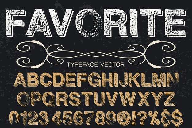 Vector tipografía vintage diseño de fuente favorito