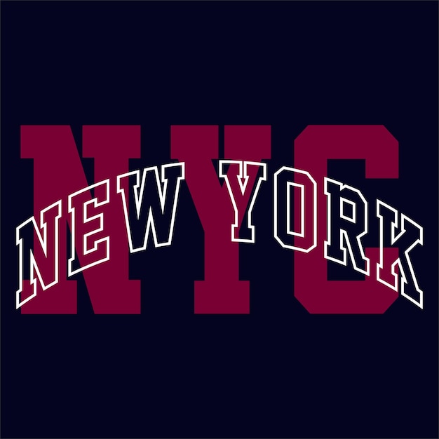 Tipografía vintage equipo universitario de la ciudad de Nueva York estandarización de eslogan para camiseta gráfica o vectorial