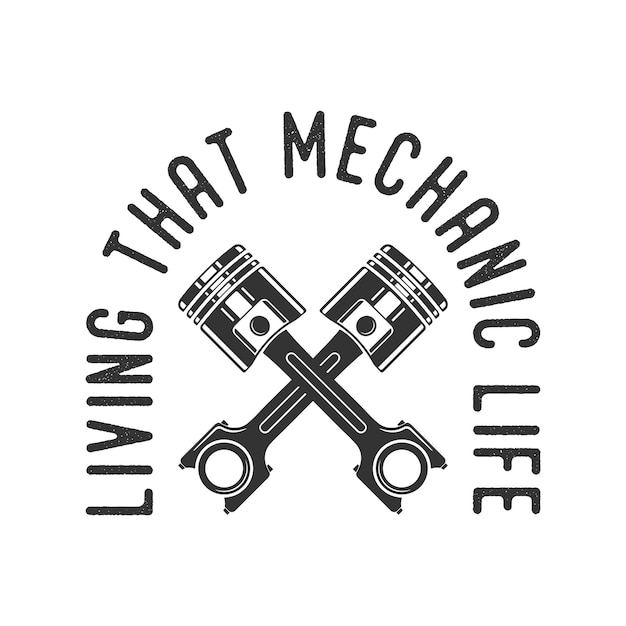 tipografía vintage retro mecánico trabajador ingeniero eslogan camiseta diseño ilustración