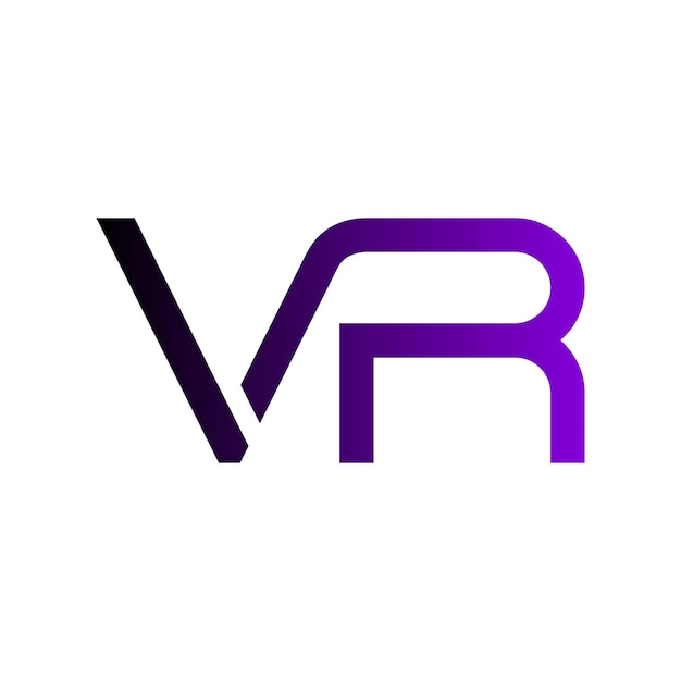 La tipografía VR, el emblema, el monograma inicial, el símbolo de lujo, el icono simple, la letra, el diseño del logotipo.