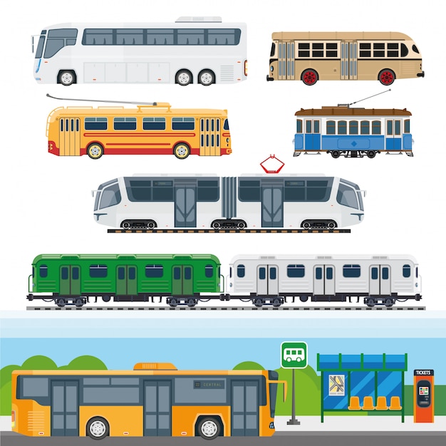 Vector tipos de autobuses