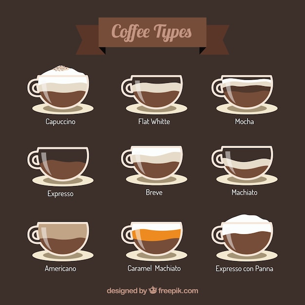 Vector tipos de café