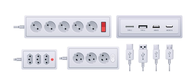Los tipos de enchufes de enchufe de carga USB incluyen tipo A, tipo B, tipo C, tipo D y tipo G, configuraciones específicas de clavijas.