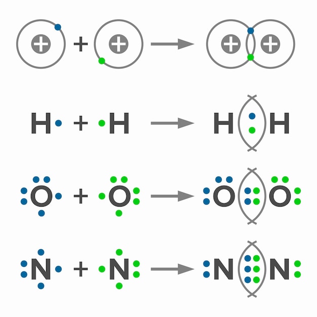 Tipos de enlace covalente o molecular, simple, doble y triple