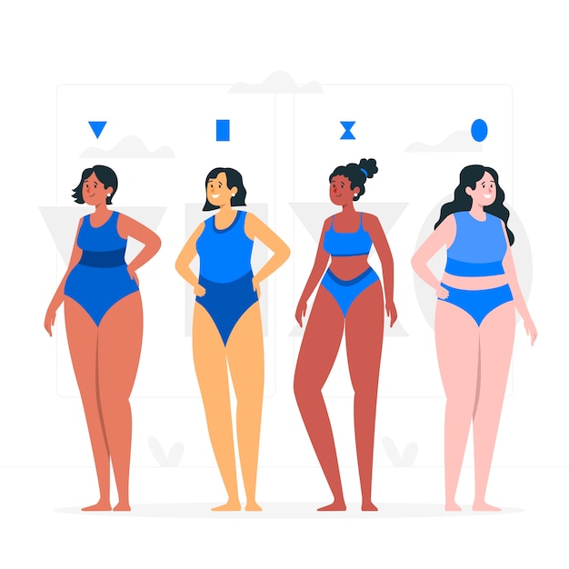 Tipos de ilustración de concepto de forma de cuerpo femenino