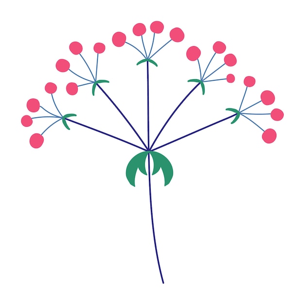 Tipos de inflorescencias florales en plantas en un tallo estilo plano vector aislado