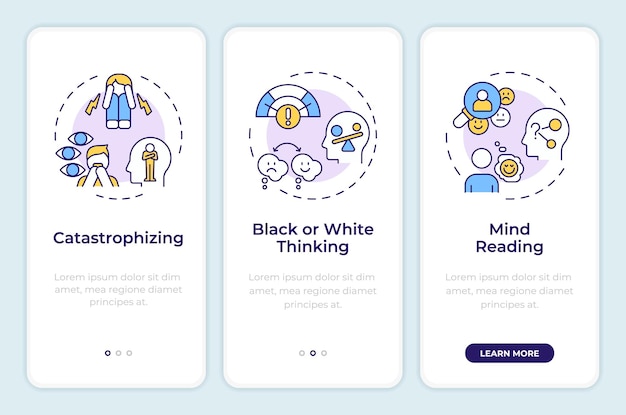 Tipos de síndrome cognitivo en la pantalla de la aplicación móvil
