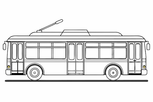 Tipos de transporte de trolebús aislados Ilustración plana de arte de una sola línea continua sobre fondo blanco