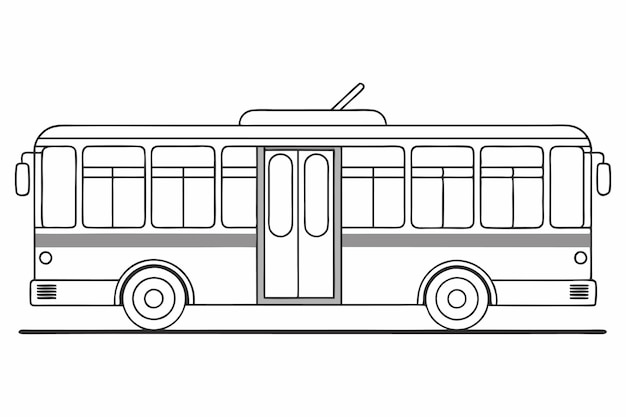 Tipos de transporte de trolebús aislados Ilustración plana de arte de una sola línea continua sobre fondo blanco