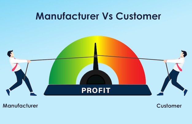 Vector tira y afloja (fabricante vs cliente) vector