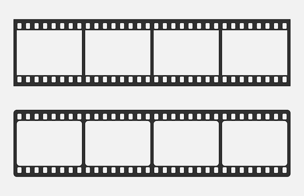 Vector tira de película de cine en blanco aislada sobre fondo blanco ilustración vectorial