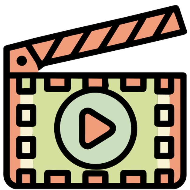 tira de película con un icono de carrete de película con contorno de color