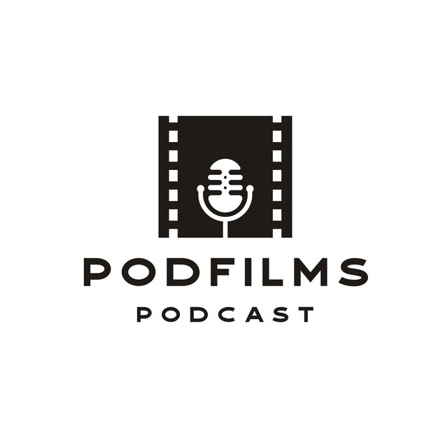 Tira de película con micrófono para diseño de logotipo de podcast