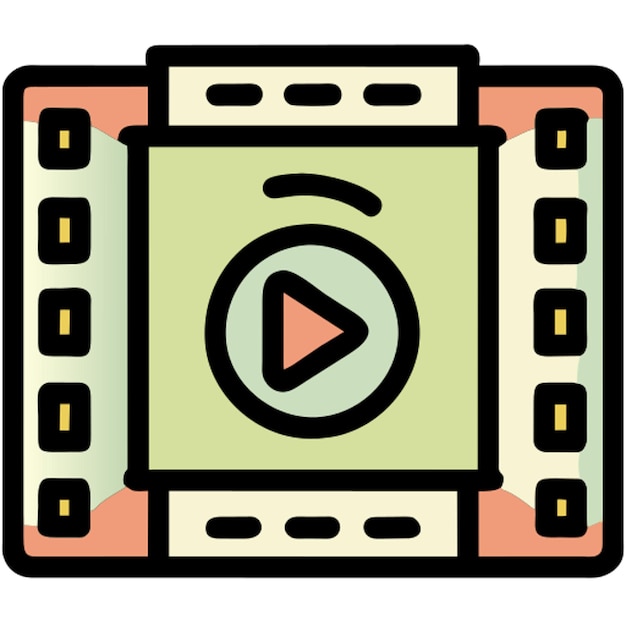 tira de película que forma un icono de proyector de película contorno coloreado