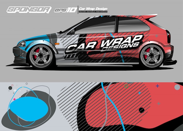 Tira de resumen de carreras de gráficos de envoltura de automóviles y fondo para envoltura de automóviles y pegatina de vinilo