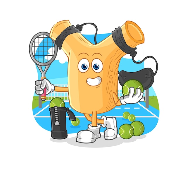 Tirachinas juega vector de caracteres de ilustración de tenis