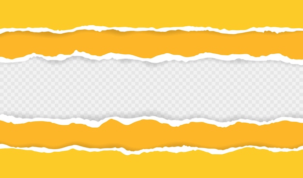 Tiras de papel horizontales cuadradas rasgadas para texto o mensaje Borde de papel rasgado Rayas de papel rasgado Ilustración vectorial