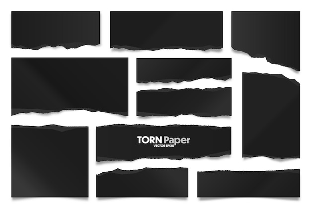 tiras de papel negro rasgadas tiras de papel arrugado realistas con bordes rasgados trozos de páginas de cuadernos