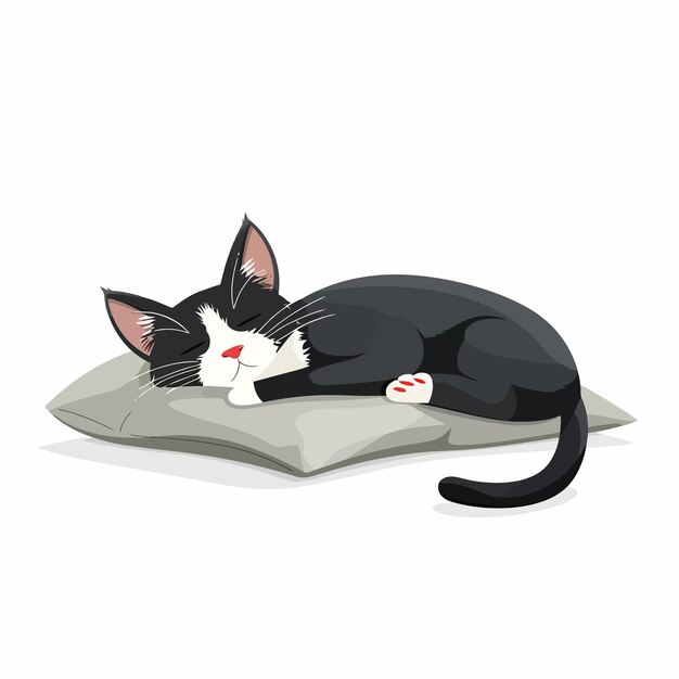 Tired_cartoon_cat_sleeping_on_the_pillow_vector (Vector de dibujos animados cansado que duerme en la almohada)