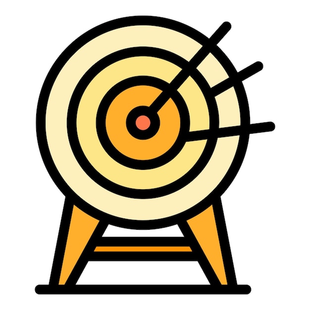 Tiro con arco, diana, icono, contorno, vector, dardo, blanco, flecha, blanco, color, plano