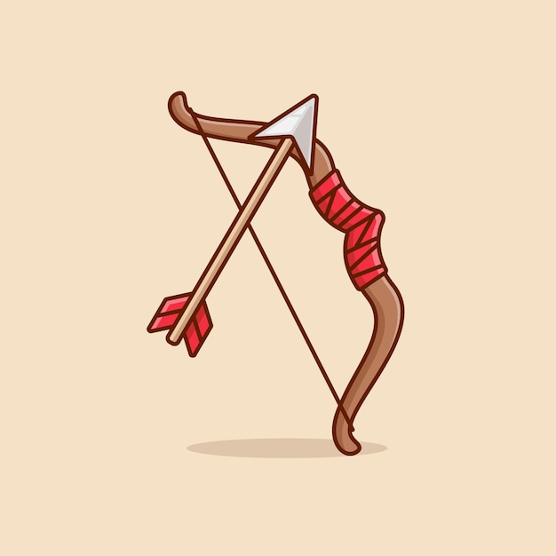 Tiro con arco, flecha, y, arco, caricatura, vector, ilustración, deporte, equipo, concepto, icono, aislado