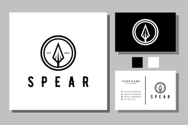 tiro con arco de lanza o punta de flecha en el diseño del logotipo en forma de círculo