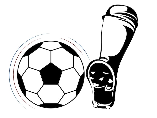 Vector tiro de carrera de fútbol, logotipo del juego de fútbol.