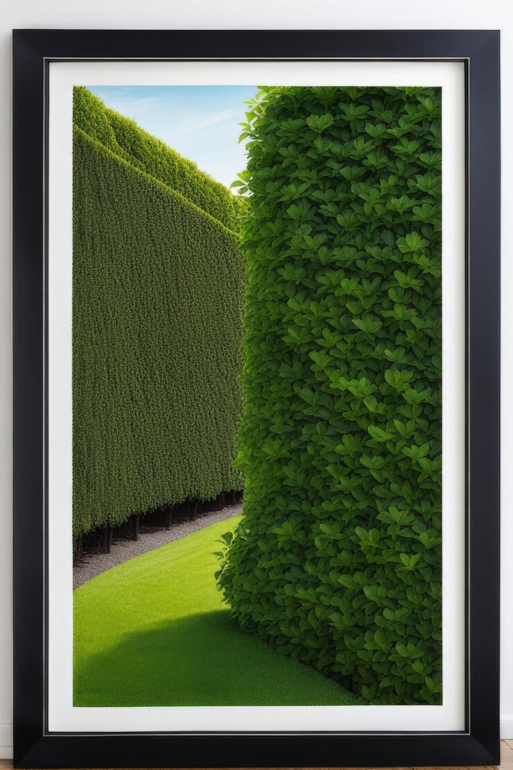 Vector un tiro vertical de una pared de madera con hierba verde y un tiro vertical blanco de una madera