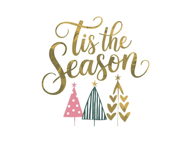 Tis la temporada bonitos árboles de Navidad pastel diseño gráfico vectorial de vacaciones