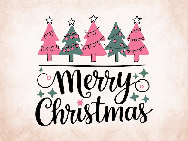 Tis la temporada bonitos árboles de Navidad pastel diseño gráfico vectorial de vacaciones