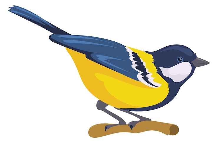 Vector tit sentarse en la rama icono colorido pájaro salvaje