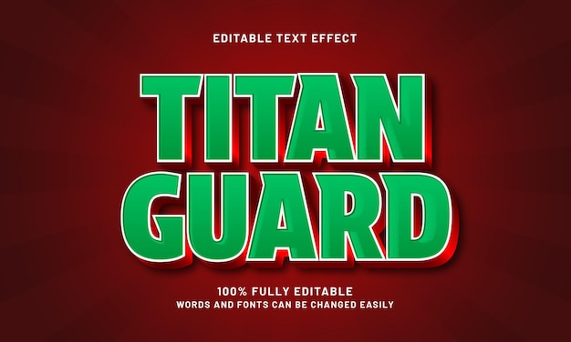 titan guard efecto de texto editable con un tema de súper y héroe