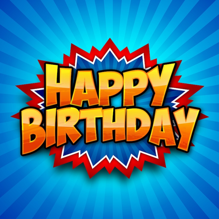 Vector tittle de feliz cumpleaños con fondo de estilo de arte pop resplandor