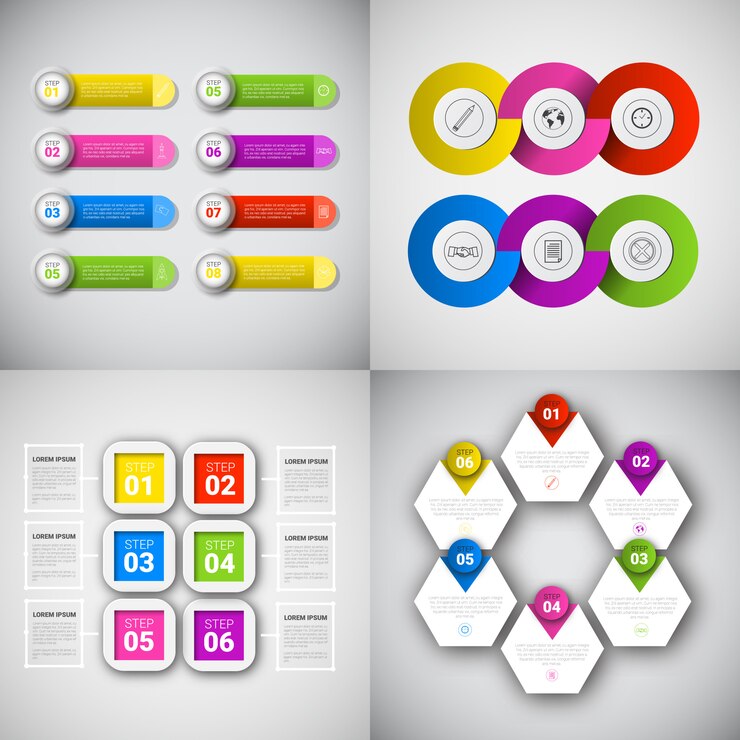 Vector titular infografía diseño de conjunto datos de negocio colección gráfica presentación copia espacio