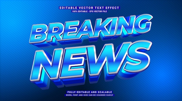 TITULAR NOTICIAS DE ÚLTIMA HORA EFECTO DE TEXTO 3D VECTOR EDITABLE TEMA NOTICIAS DEPORTE MODERNO