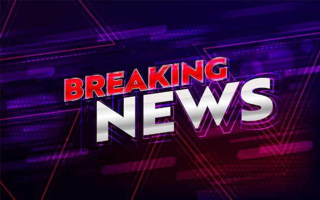 Titular de noticias de última hora sobre fondo dinámico de neón