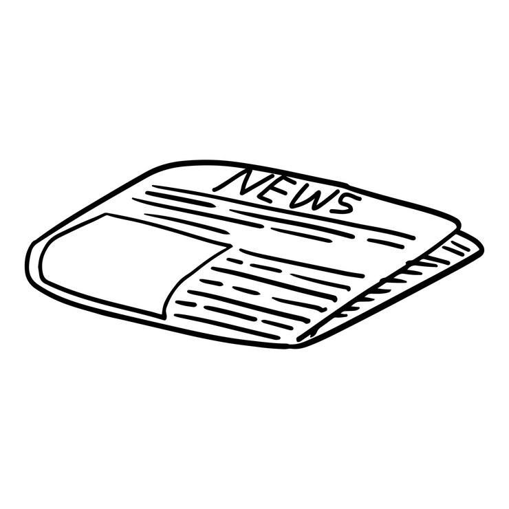 Titulares de noticias Arte de línea Diario dibujado a mano en blanco y negro dibujado objeto de negocio