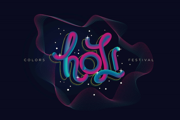 Vector título de arte para la celebración del color en india llamado festival holi