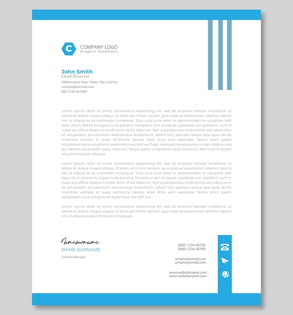Título de carta azul sencillo