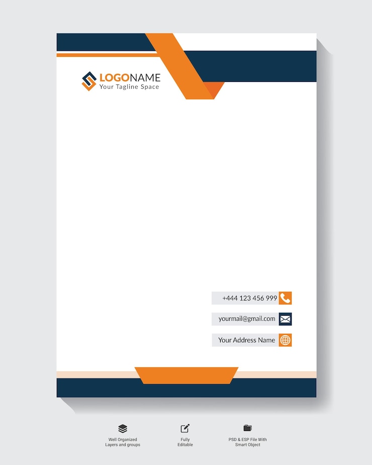 Vector título de carta en blanco de color amarillo imprimible para negocios y empresas modernas título de letra corporativo de tamaño a4