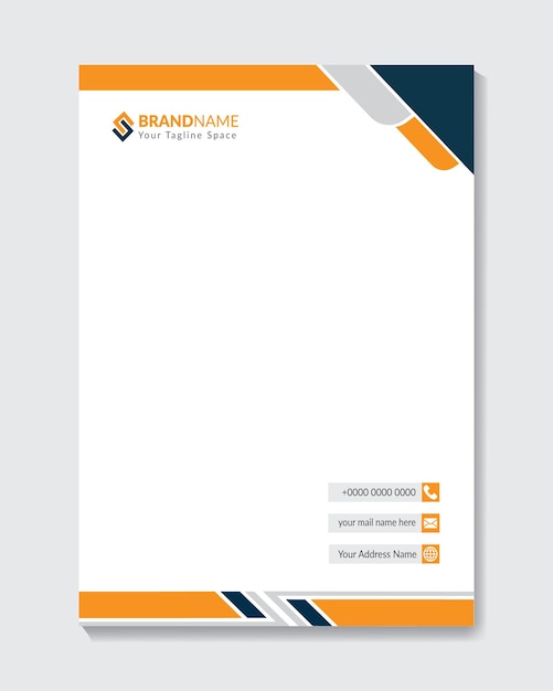 Título de carta en blanco de color amarillo imprimible Título de letra vectorial libre para negocios y empresas