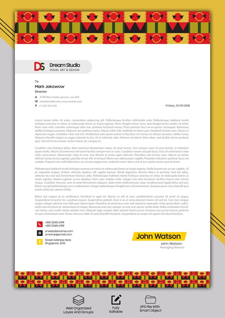 Título de carta de estudio Dream con patrón de inspiración africana