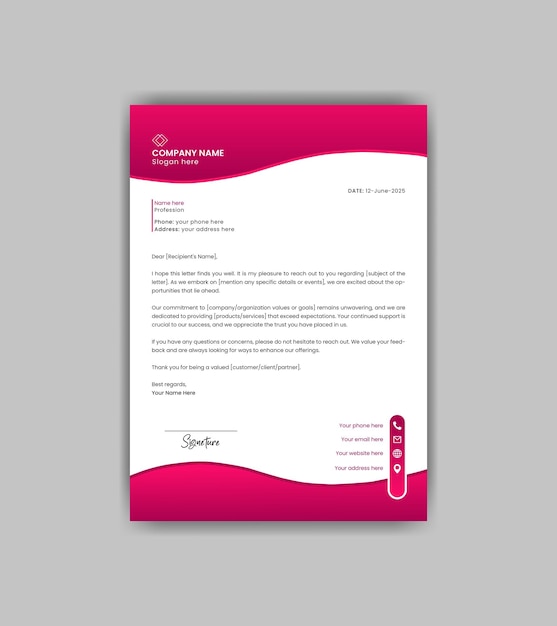 Título de carta moderno y sencillo para la empresa