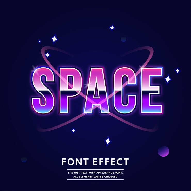 Vector título del espacio exterior tipografía editable moderna efecto de texto futuro