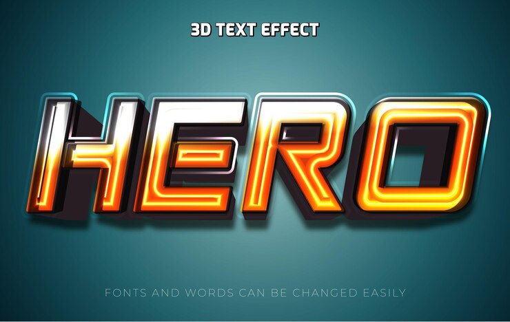 Vector título del héroe estilo de efecto de texto editable en 3d