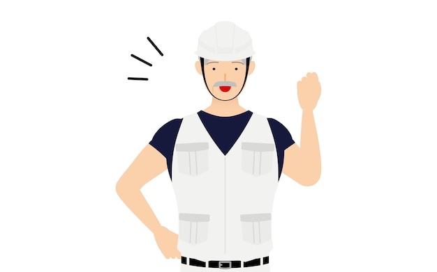 Título del illustratiCarpenter senior man pose Alegre valiente pose en inglés