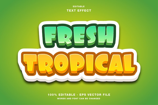 Título del juego de dibujos animados tropicales frescos Efecto de texto editable